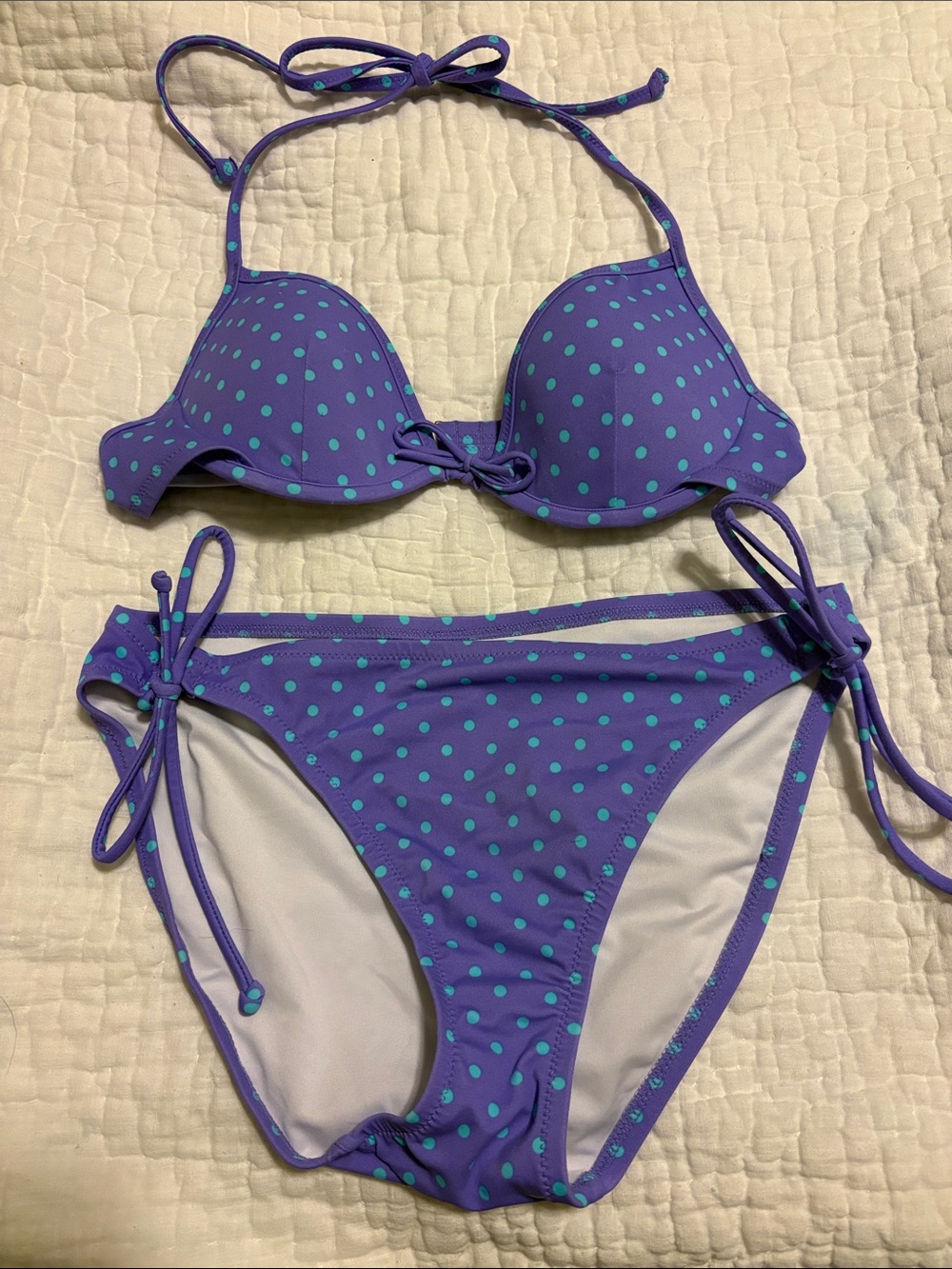Victoria's Secret Purple Bikini with Aqua Polka Dots